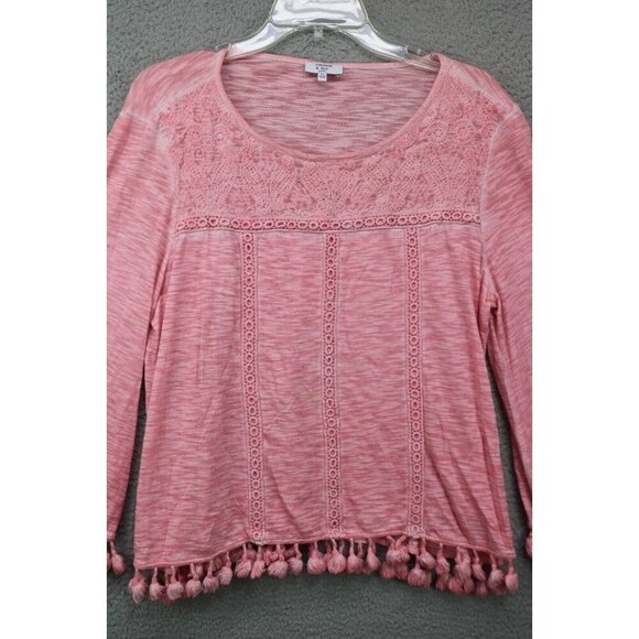 Crown & Ivy 3/4 Belled Sleeve Blouse-Tassels-Size PL - Picture 2 of 9